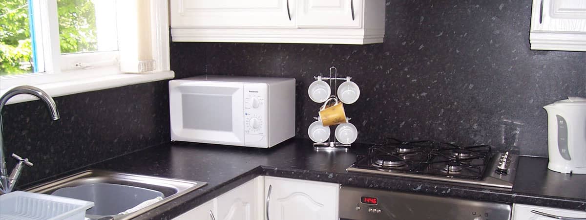 Modern kitchen at Leeds theatre accommodation property